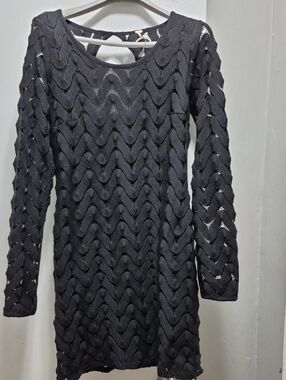 Free People Black Crochet Midi Dress